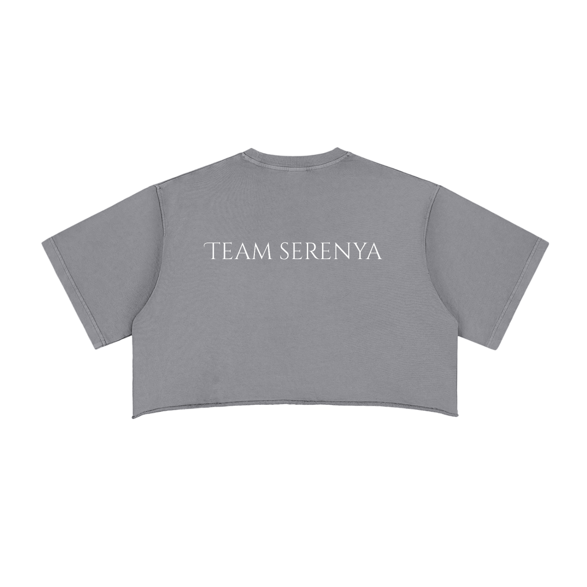 team serenya - just text - Snow Washed Raw Edge Crop Top