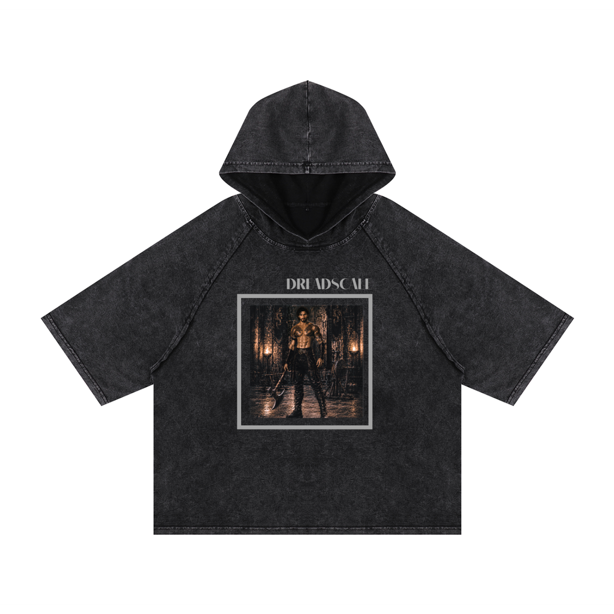 Dreadscale - no text  - Snow Washed Hooded Boxy T-Shirt